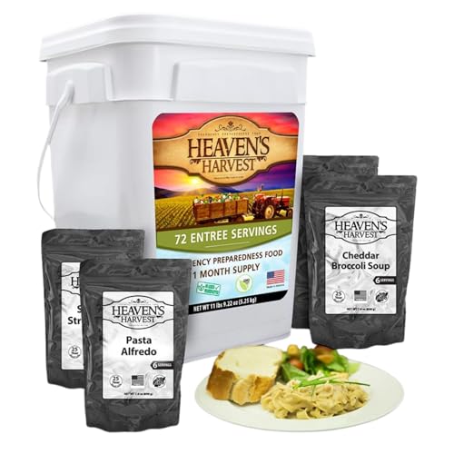 Heaven’s Harvest 25-Year Family Food Kit — Premium Emergency Food Supply. Freeze Dried Survival Food Kit + Water-Proof 25-Year Storage Bucket. MRE