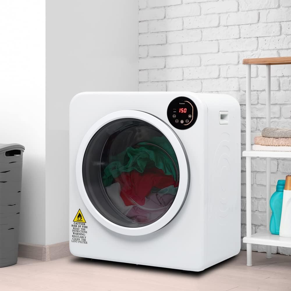 ROVSUN 13.2LBS Electric Compact Clothes Dryer, 3.22 Cu.Ft Portable Front Load Tumble Laundry Dryer w/Stainless Steel Tub, Easy Button Control