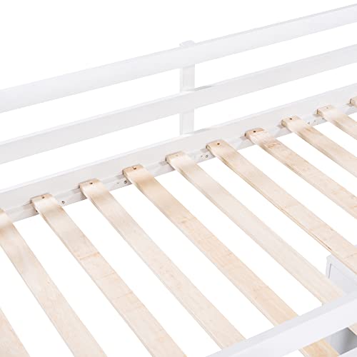 Harper & Bright Designs Full Size Loft Bed with Wardrobe and Desk, Solid Wood Loft Bed Frame with Storage, for Kids Teens Adults (Full Size, White)
