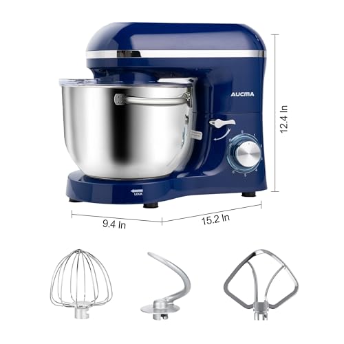 Aucma Stand Mixer,6.5-QT 660W 6-Speed Tilt-Head Food Mixer, Kitchen Electric Mixer with Dough Hook, Wire Whip & Beater (6.5QT, Black)