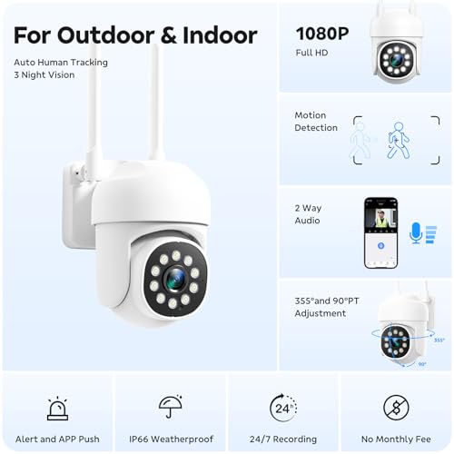 CAMCAMP Wireless Security Camera System, Expandable 16CH 4K NVR, 8PC PTZ WiFi Cameras for Home Security with Auto Human Tracking, 2 Way Audio