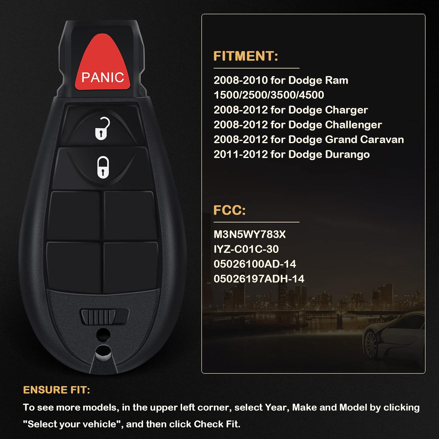Key Fob Keyless Entry Remote for Town & Country for Charger Durango Grand Caravan Journey Ram 1500 for Grand Cherokee for Challenger Ram 2500 3500