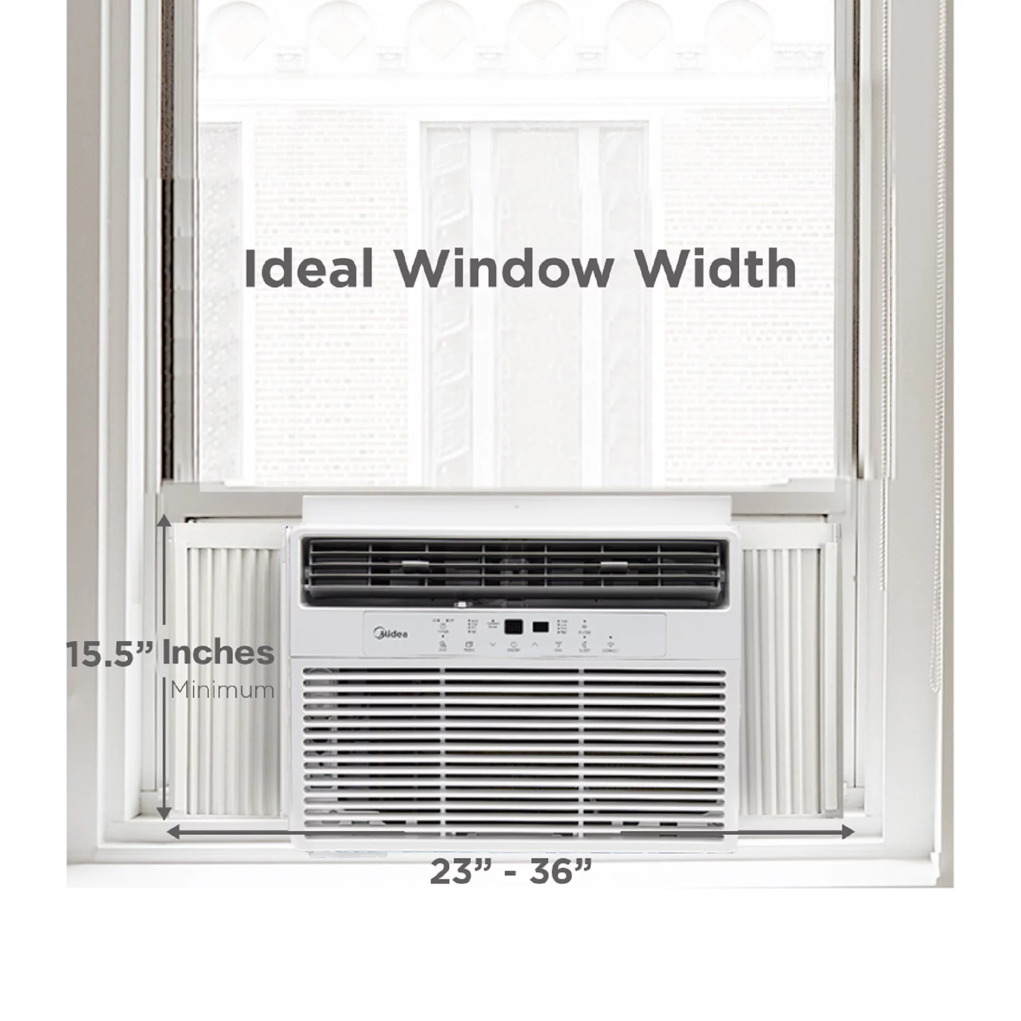Midea 12,000 BTU 115V Smart Window Air Conditioner with ComfortSense Remote, Cools up to 550 Sq. Ft., White, MAW12S1WWT - Radiant Selections