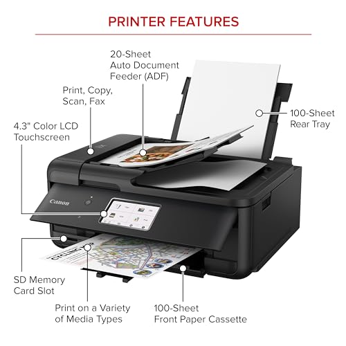 Canon PIXMA TR8620a - All-in-One Printer Home Office|Copier|Scanner|Fax|Auto Document Feeder | Photo, Document | Airprint (R), Android, Black