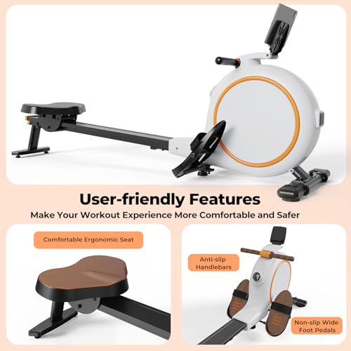 Rowing Machines for Home, Magnetic Rower with 32-Level Whisper-Quiet Resistance & 300LBS Weight Capacity