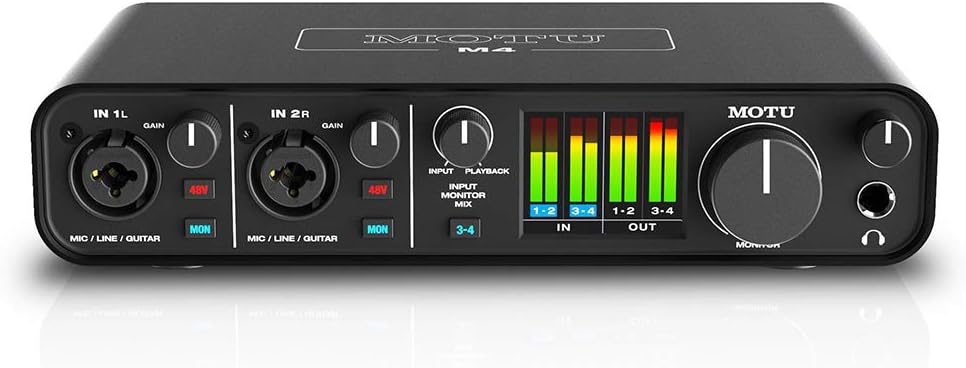 Motu M4 4x4 USB Audio Interface with AKG Project Studio P220 Condenser Mic, HPC-A30 Studio Monitor Headphones & XLR Cable Bundle