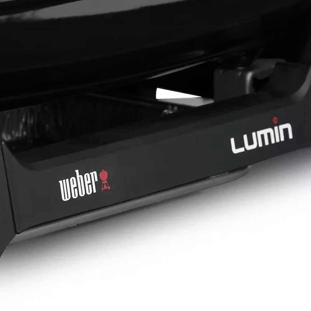 Weber 91010901 Lumin Compact Indoor Outdoor Electric Grill, Black Bundle with Deco Essentials Pair of Red Heat Resistant Oven Mitt