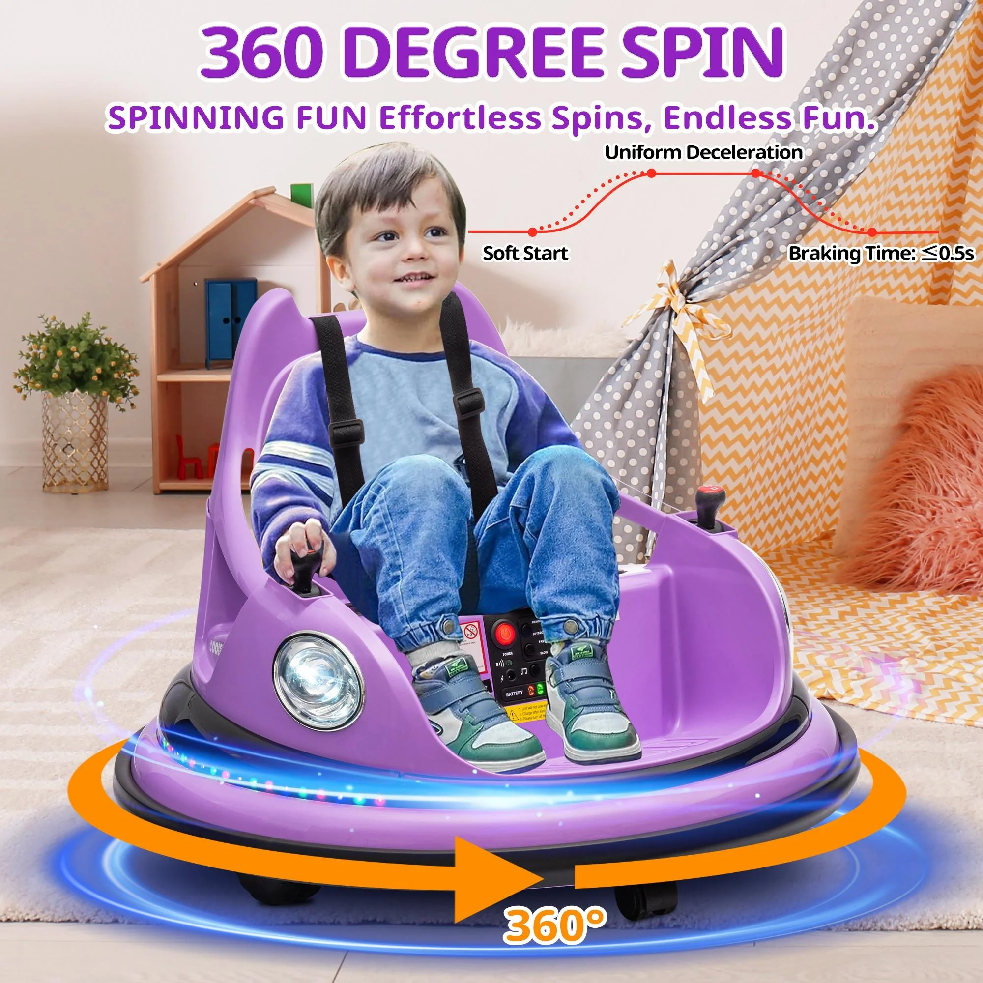 iRerts 12V Bumper Cars for Kids, Bumper Car Ride on with Remote Control, Battery Powered Kids Ride on Toys for 2-5 Year Old Boys Girls