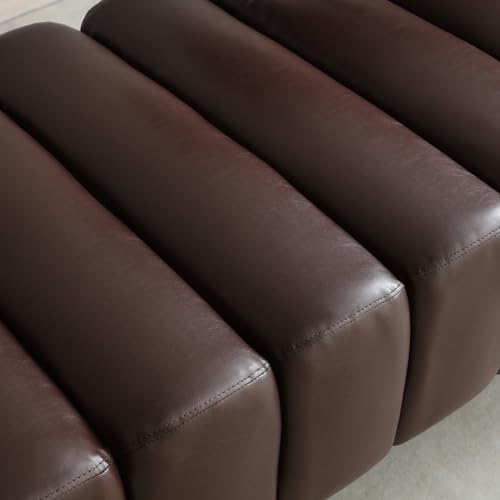 53.2" Modern Entryway Ottoman Bench with Adjustable Backrest Upholstered End of Bed Bench Sofa Stool Footrest for Bedroom Living Room Brown
