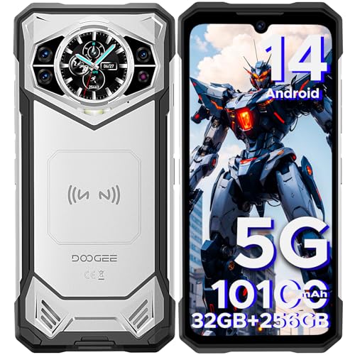 DOOGEE S200 Rugged Smartphone 5G Unlocked, 256GB+32GB Rugged Phone with 1.32" Rear Screen, 10100mAh Battery, Android 14