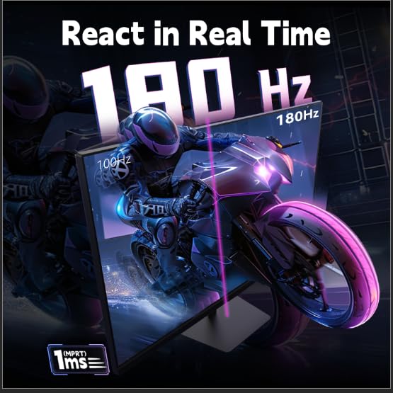 Gaming Monitor 27 inch 180hz 1ms | Fast IPS Screen 1080p Monitor|2 x HDMI 2.0 &1 x Display Port 1.4 | Support Freesync and Wall Mount | 108% sRGB