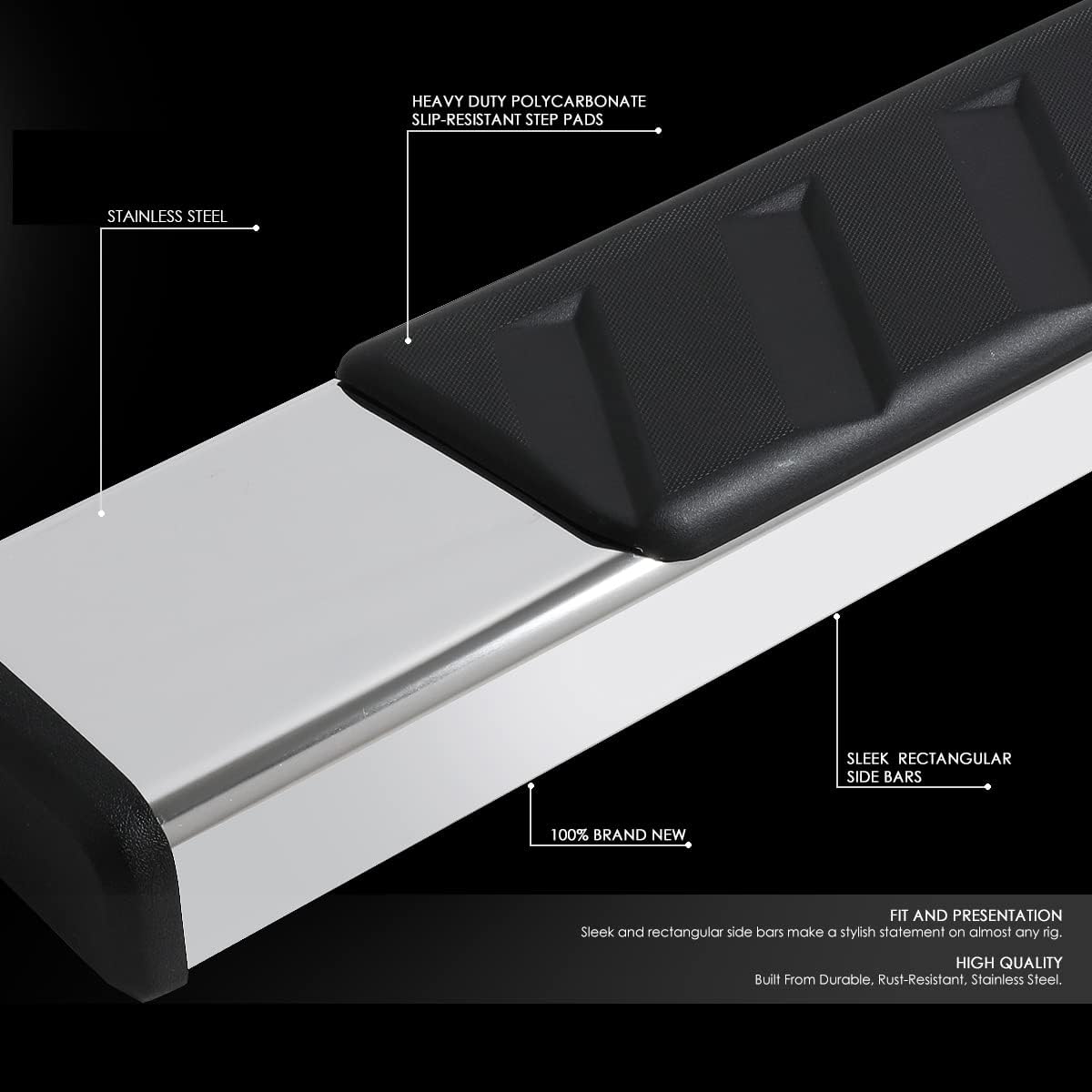 5 Inches Side Step Nerf Bar Running Boards Compatible with Ford F-150 F-250 F-350 Super Crew Cab 15-22, Stainless Steel, Polished Chrome