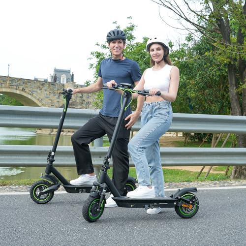 Electric Scooter for Adults, 800 Powerful Motor, 10 Inch Tires, 25/28 MPH Top Speed, 30/32 Miles Long Range, Dual Disc Brakes & Shock Absorber