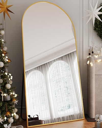 Full Length Mirror, 76"x34" Arched Floor Mirror Freestanding, Floor Standing Full Body Mirror with Stand for Bedroom