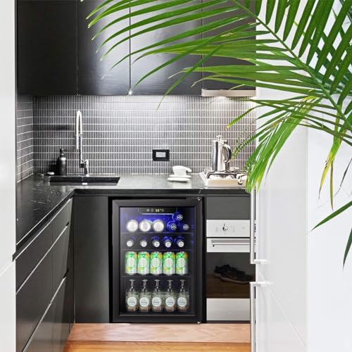 Antarctic Star Beverage Refrigerator Cooler, Mini Fridge Glass Door for Beer Drinks or Wine for Home and Bar, Electronic Temperature Control
