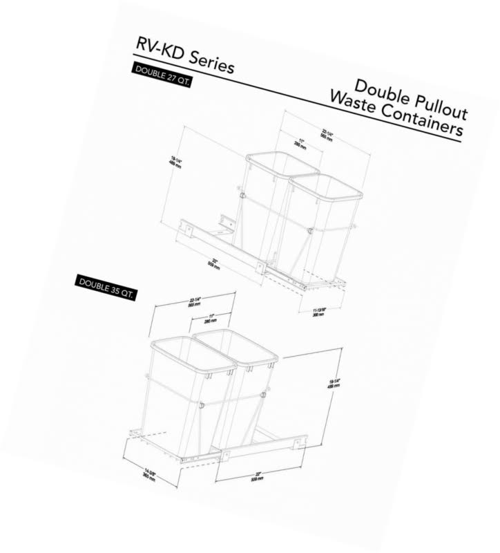 Rev-A-Shelf - RV-15KD-17C S - Double 27 qt. Pull-Out Silver and Chrome Waste