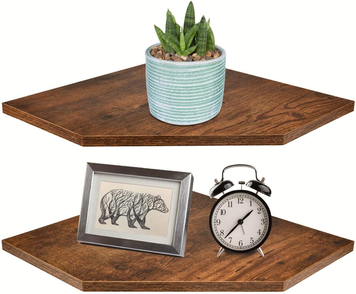Homode Corner Shelf Wall Mount, Set of 2 Floating Corner Shelf Organizer for TV Accessories, Speaker, Cable Box, Game Console