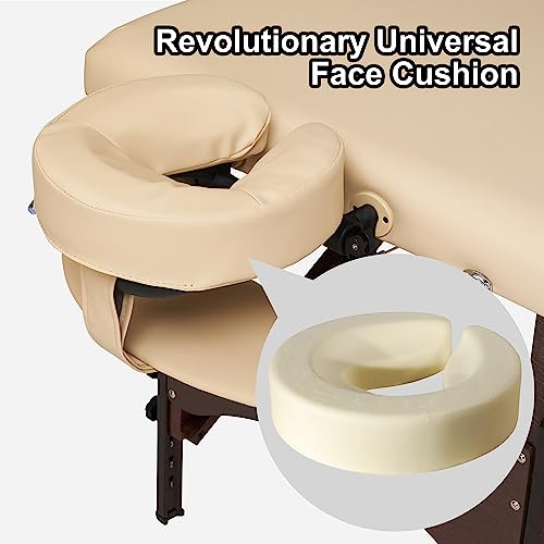 Master Massage 28" Argo Portable Massage Table in Cream with Walnut Legs- Spa Bed for Tabletop Exercise & Massage- Beauty Bed Tattoo Bed- Lash Table