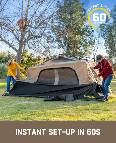 FanttikOutdoor Camping Tent 4/6/8/10 Person Instant Cabin Tent Setup in 60 Seconds with Rainfly & Windproof Portable with Carry Bag for Family