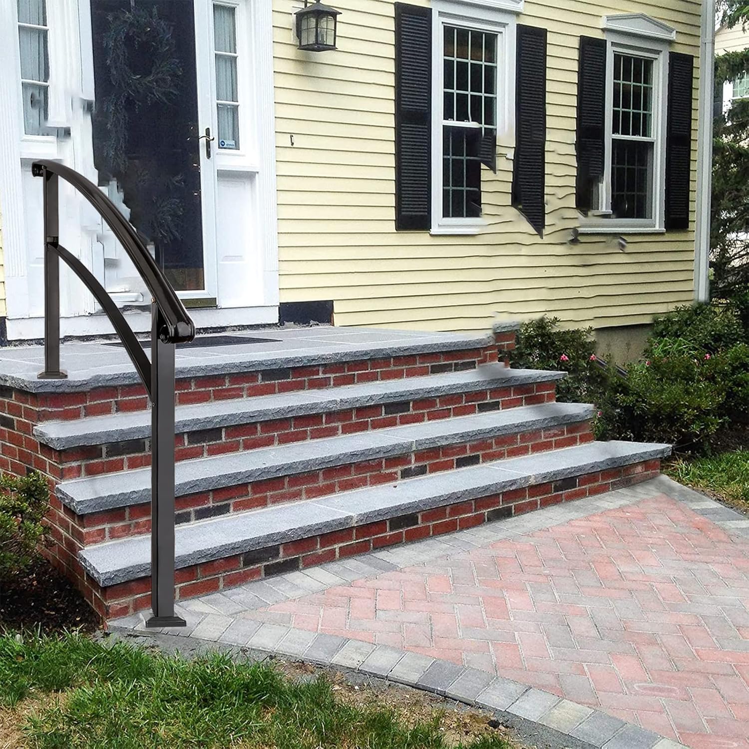 SCARIU Outdoor Hand Rails for Steps, 3 Steps Outdoor Stair Railing, Adjustable Front Porch Hand Rail