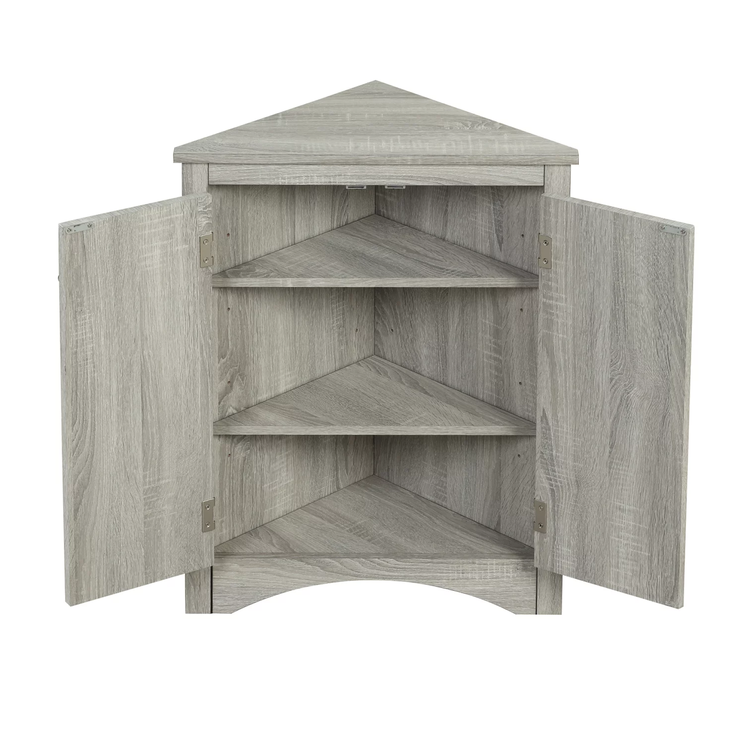 Holaki Triangle Bathroom Storage Floor Cabinet, Freestanding Cabinet with Doors and Shelves, Oak