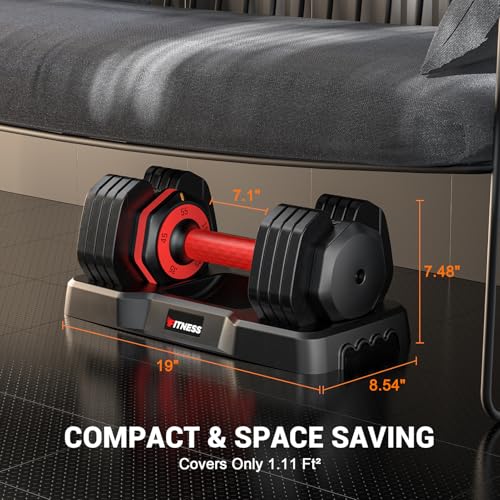 Adjustable Dumbbells Set of 2, 1-Sec Adjustable Weights Dumbbells Set, 5 in 1 Free Dumbbell with Anti-Slip Texture Handle