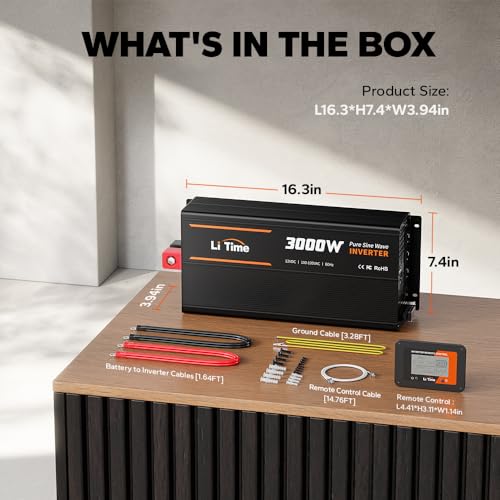 LiTime 24V 3000W All-in-One Solar Inverter Charger | 60A MPPT Solar Controller | Pure Sine Wave Output | Uninterrupted Power Supply | RS485