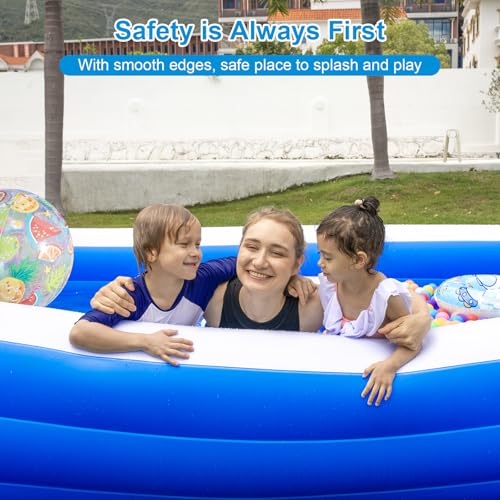 Extra Large Inflatable Pool for Family, 180'' x 76'' x 22'' Full-Sized Blow Up Pool for Adults