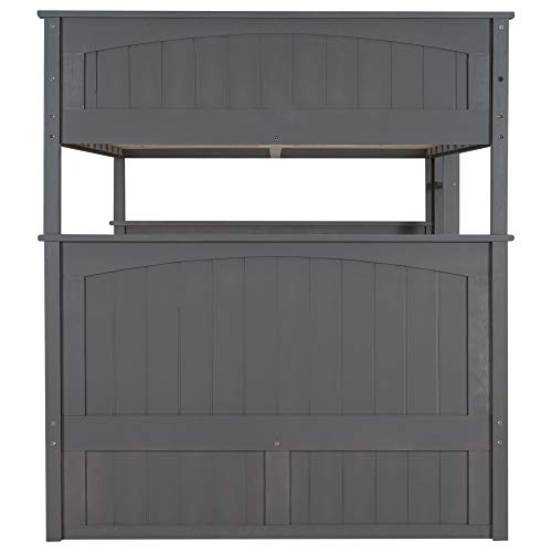 SOFTSEA Twin Over Full Bunk Bed with Slide, Solid Wood Bunk Beds with Stairs for Kids