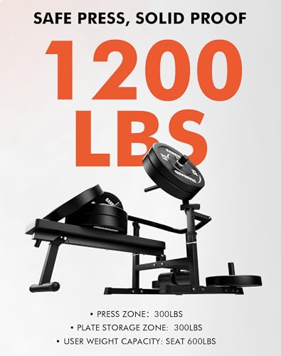 GMWD Chest Press Machine, 1050LBS Bench Press Machine with Independent Converging Arms, Adjustable Flat Incline Bench for Chest, AB Workouts
