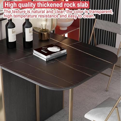 Folding Dining Table, Drop Leaf Dinner Table with Drawer and Storage, Space Saving Kitchen Sideboard with 4 Wheels