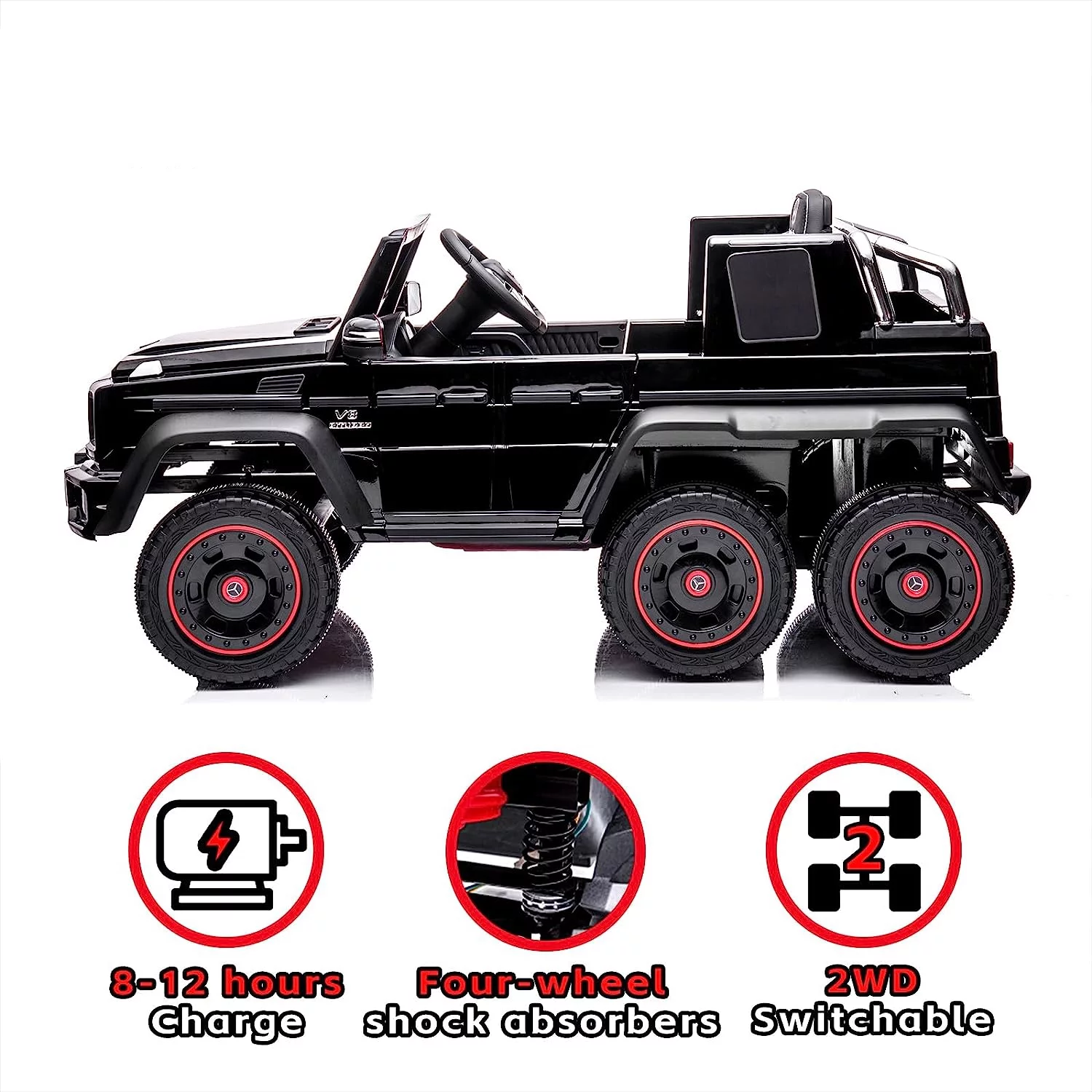 HNH 24V Kids Ride On Car with Remote Control Licensed Mercedes-Benz Electric Truck Car for Child Electric Vehicle Toy with 6 Wheel