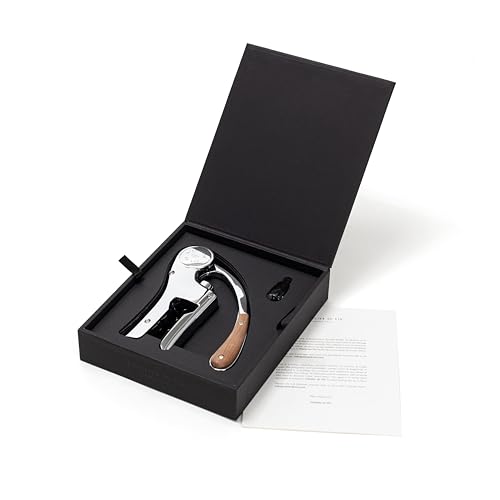 L'atelier Du Vin Oeno Motion Groom Corkscrew & Cork Dome Glass Cloche Display - Tabletop Centerpiece Walnut Wood Base Wine Tasting
