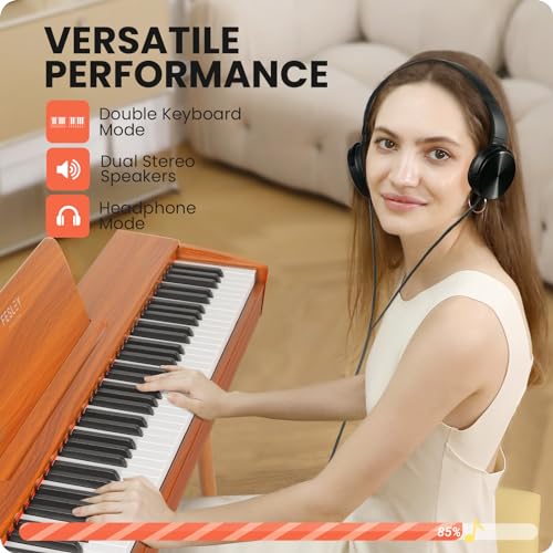 Fesley Digital Piano 88 Key Weighted Keyboard: Full Size Electric Piano with Graded Hammer Action for Professional, Dual Stereo Speakers & 3-Pedal