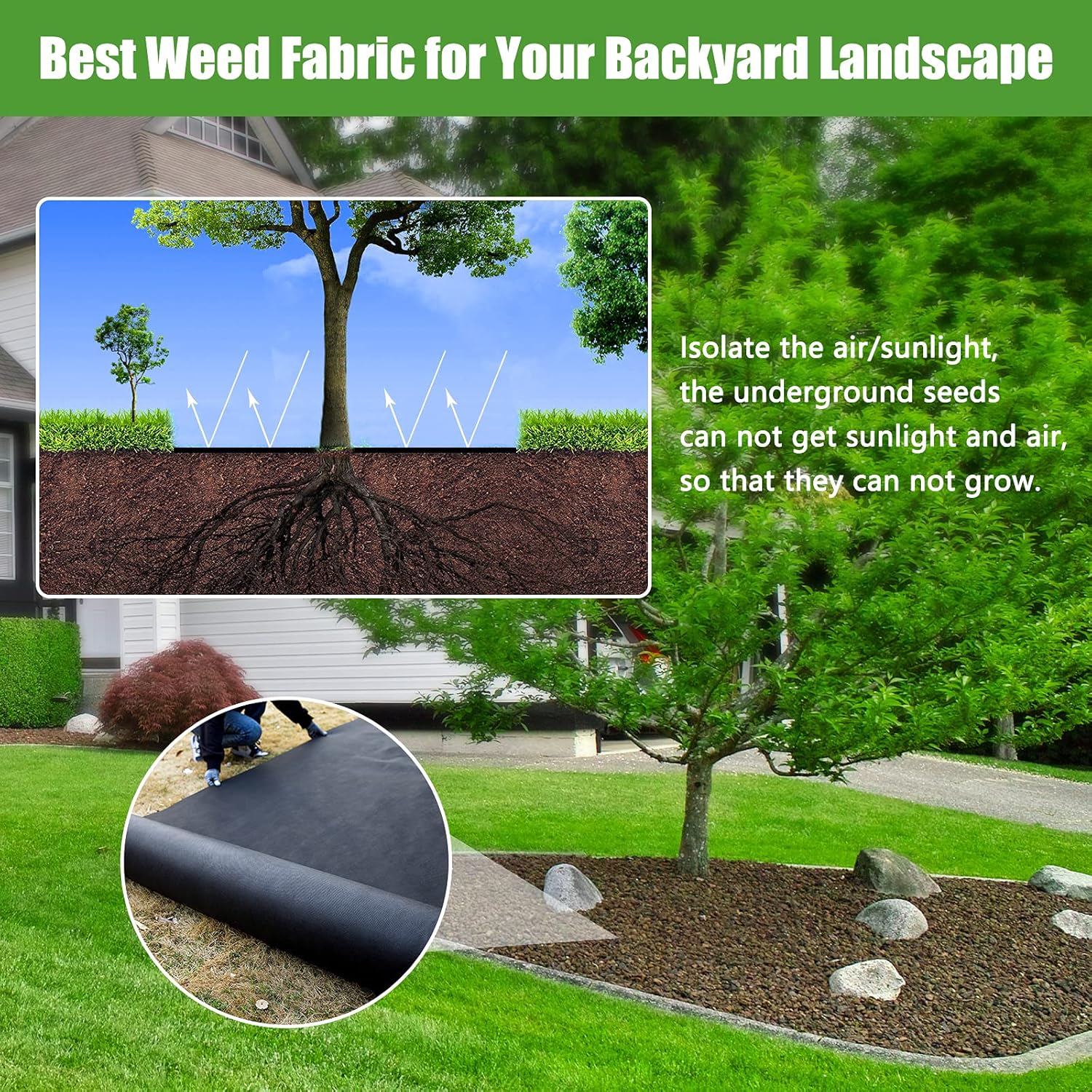 NC Nonwoven Weed Barrier Landscape (4ft x 50ft) 3 oz Heavy Duty Commercial Non-Woven Weeding Cloth Durable Garden Landscape Fabric Easy Setup and Cut