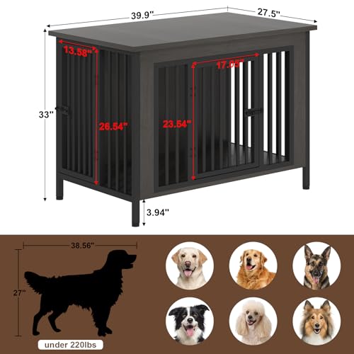 EasyCom 39.96" XL Wooden Large Dog Crate Furniture for Medium and Large Breed