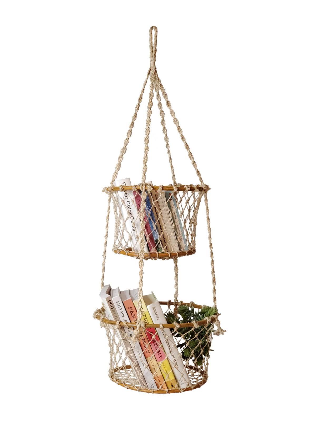 Korissa Jhuri Double Hanging Basket - Brown