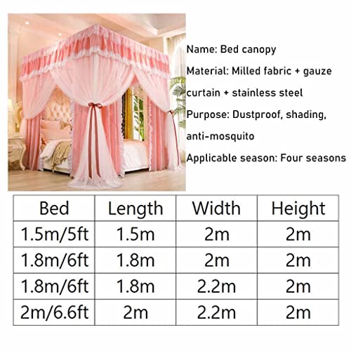 Mosquito Net for 1.5m Bed Luxury 4 Post Bed Canopy includes Blackout Fabric/Mesh Curtain/Metal Bracket (Color: Style 2, Size: 1.5x2x2m)