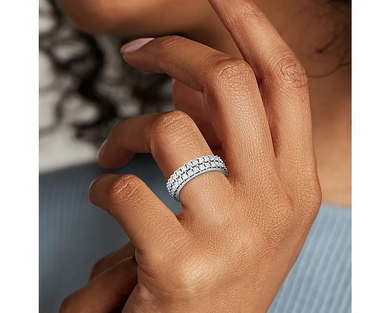 2.00 Ct Excellent Asscher Cut Genuine Diamond Sparkle Engagement Eternity Band for Ladies Solid 14K White Gold Size 7
