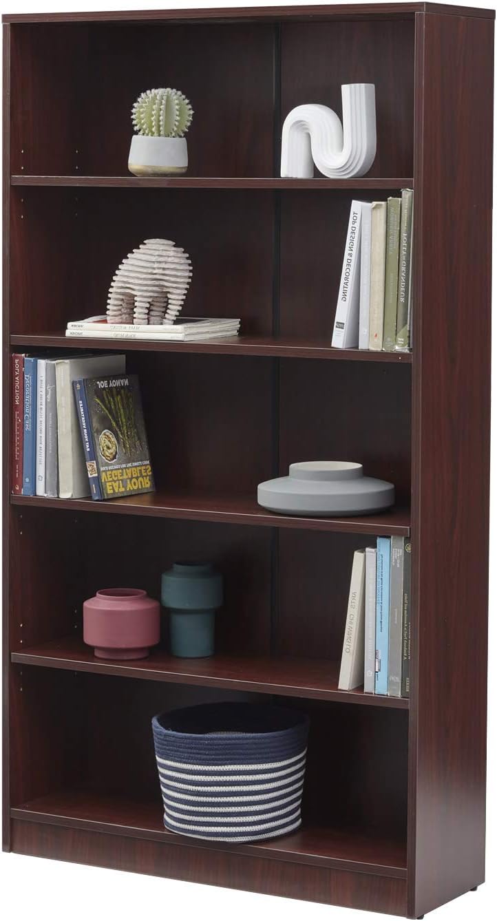Vicllax 5-Shelf Bookcase Adjustable Bookshelf, Antique White
