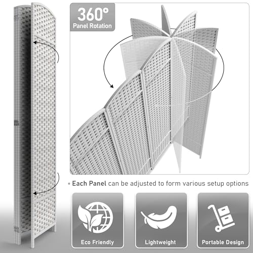 Sorbus 8-Panel Black Room Divider with Double Hinged Panels, 6 ft Tall Folding Privacy Screen
