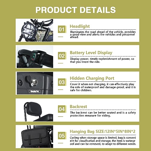 Oryxearth 36V Battery Powered Mini Electric Bike, Mini Dirt Bike for Kids, Electric Motorcycle for Kids Ages Over 13