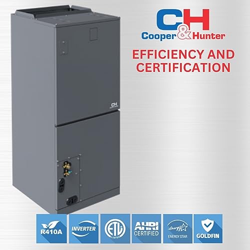 Cooper&Hunter Central Mini Split Air Conditioner and Heater System with Multi Position Air Handler Unit Including Installation Kit