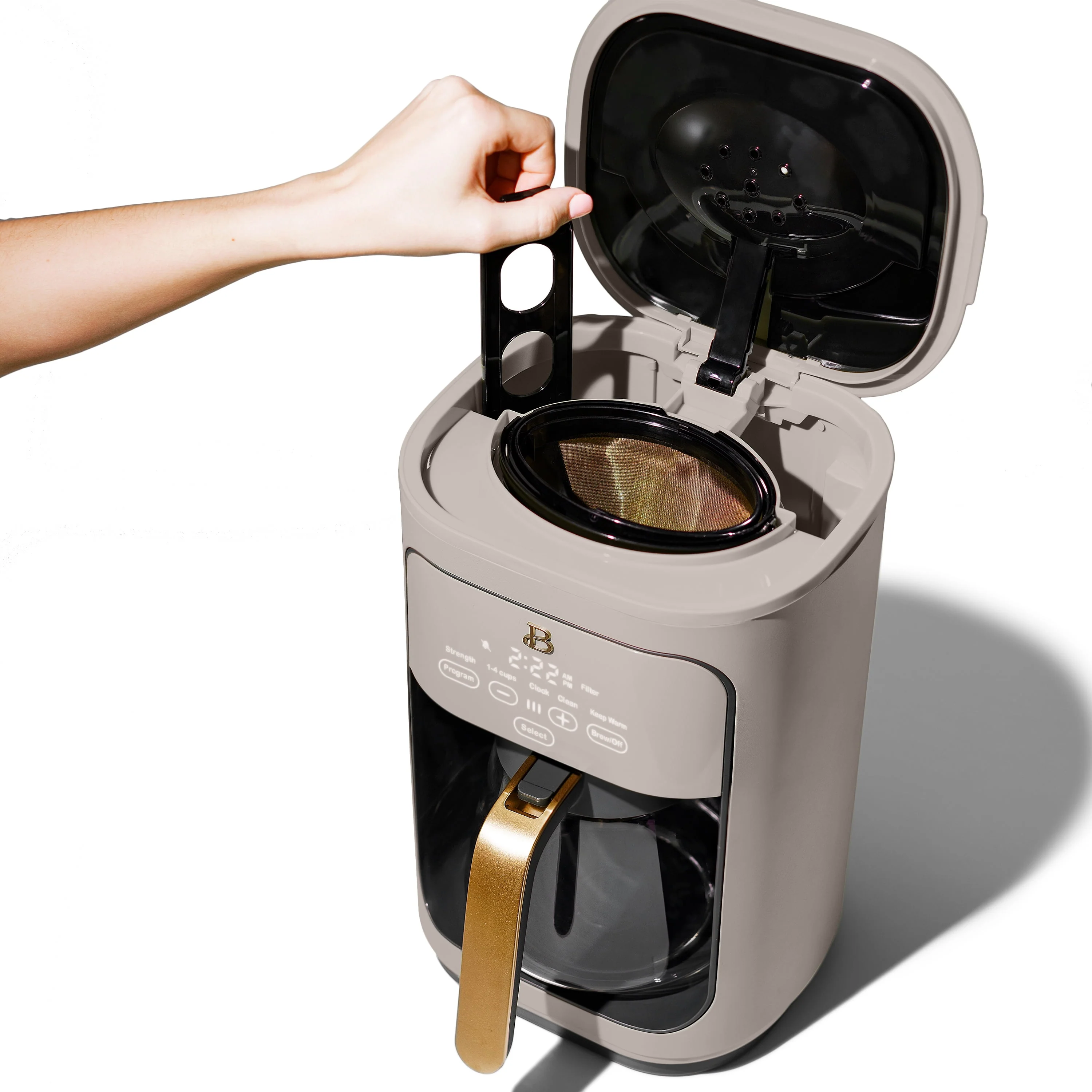 Beautiful 14-Cup Programmable Drip Coffee Maker with Touch-Activated Display, Rose by Drew Barrymore