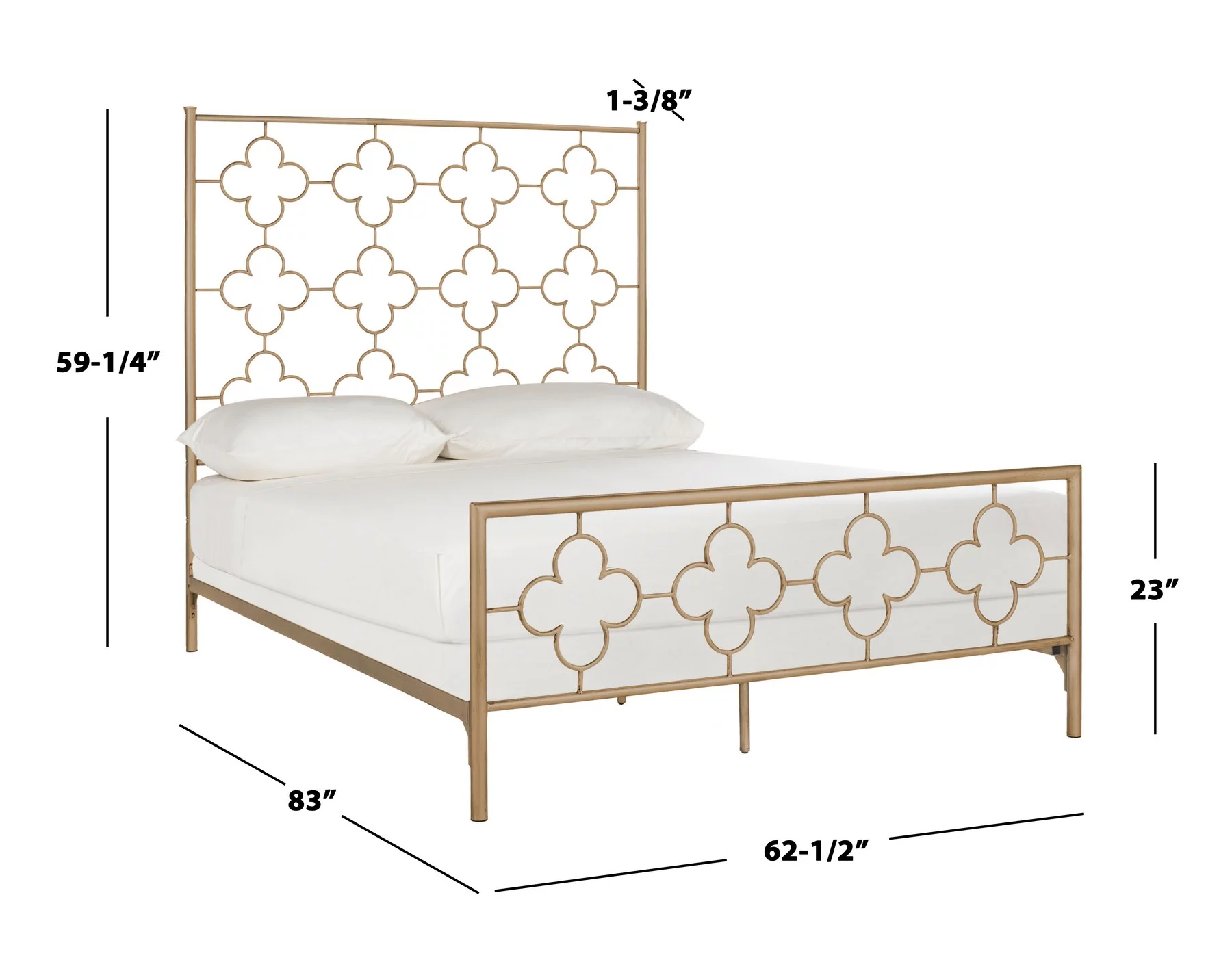 SAFAVIEH Morris Geometric Glam Lattice Metal Headboard, Queen, Antique Gold