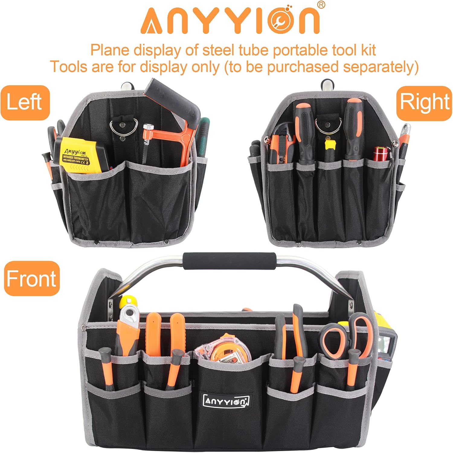 Anyyion 16.5in Tool Bag, Electrician Tool Bag, Open Top Tool Bags, Many Pockets Can Hold Many Tools, More Convenient to Carry Tools