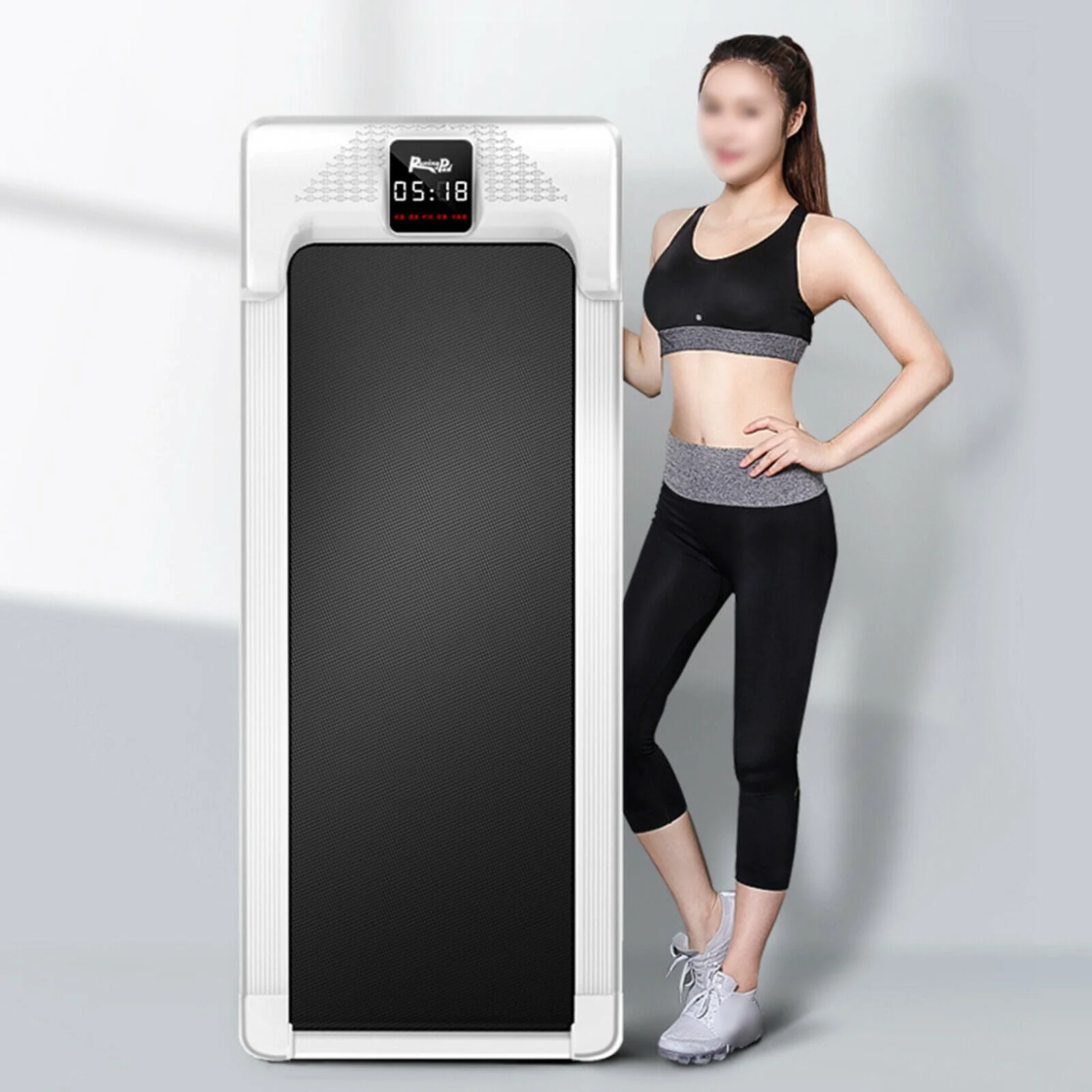 Fichiouy Portable Electric Treadmill Walking Pad Home Office Under Desk Exercise Machine with Touchable LCD Display AC110V