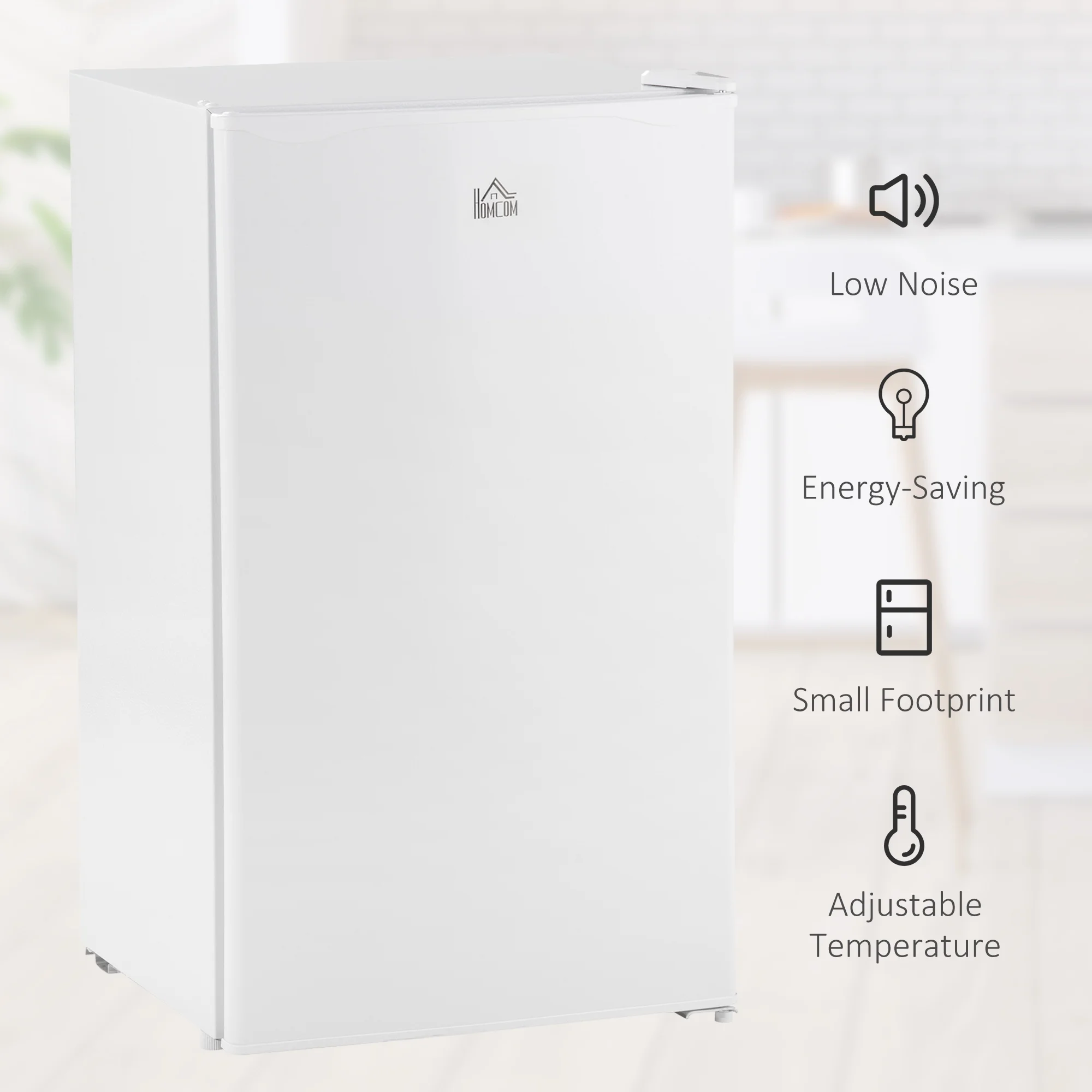 THINK 30,3.2 Cu.Ft Mini Fridge with Freezer, Single Door Compact Refrigerator with Adjustable Thermostat, Shelf and Reversible Door for Bedroom, Dorm