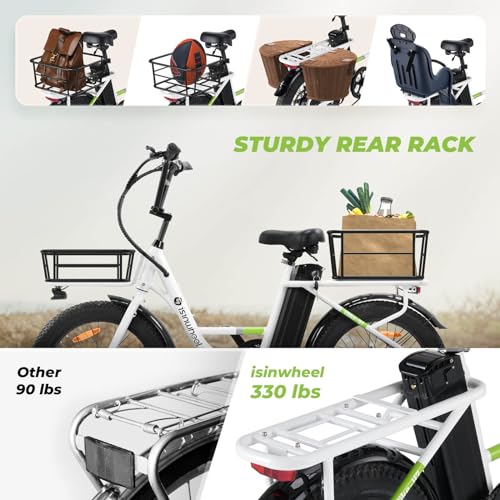 isinwheel U1 Electric Bike, 500W Motor, 20 mph, Folding Ebike, 14"/16"/20" Adults Electric Bicycles, 280.8Wh Battery, 25 Miles PAS Range, Black