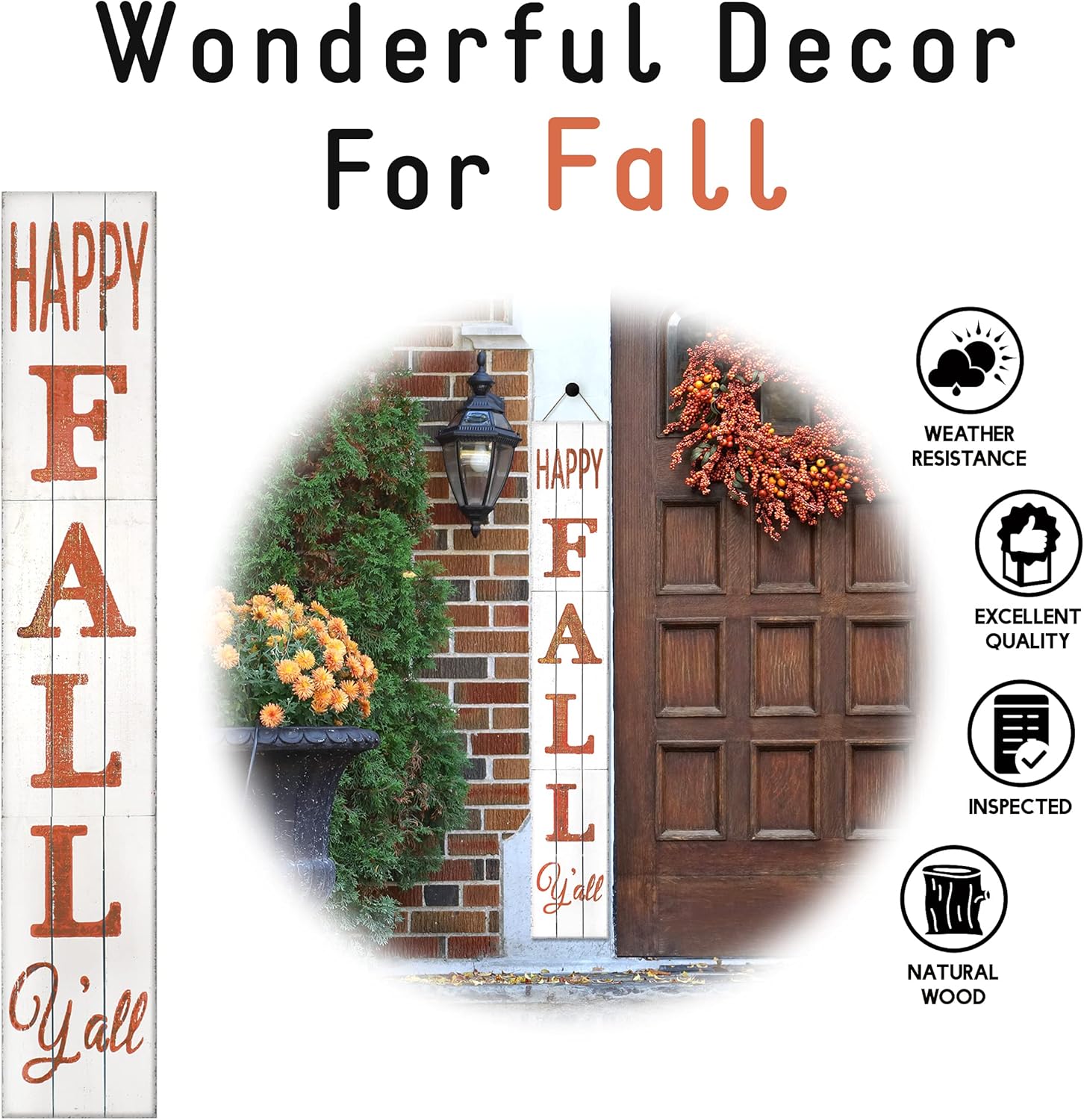 Outdoor Welcome Sign for Front Porch Decor, Interchangeable Seasonal Icons Vertical Welcome Sign, Modern Farmhouse Decor for The Home